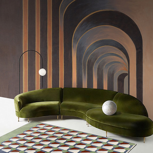 艺速 现代欧式抽象艺术壁纸客厅沙发卧室床头壁画装饰 3d立体廊下