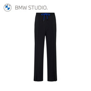 BMW Studio宝马女装夏季黑色直筒显瘦女士韩版时尚裤子
