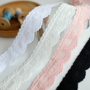 白色粉色蝴蝶结纯棉布刺绣蕾丝，花边洛丽塔裙边，袖口装饰波浪边辅料