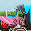 自行车儿童后置座椅雨棚遮阳棚电动车雨棚四季带纱网脚套防风保暖