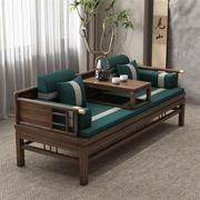 新中式老榆木实木罗汉床现代简约小户型客厅抽拉式推拉沙发床