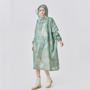 捷达雨衣成人男女，长款户外徒步旅游骑行背包反光雨披复古元素