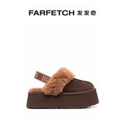 单品Ugg 女士真皮秋冬款厚底毛绒穆勒鞋 FARFETCH发发奇