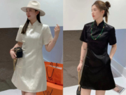 新中式旗袍连衣裙，韩系收腰连衣裙气质时尚，淑女裙