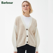 Barbour Alexandria英伦风女士秋冬拼接色V领宽松针织开衫外套