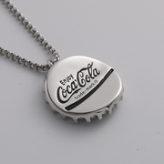可乐瓶盖925纯银项链原创设计男女小众ins风朋克嘻哈潮牌个性吊坠