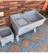 石头洗衣池搓衣板家用阳台大理石洗衣槽带户外整石水池石材洗衣盆