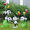 玻璃钢卡通熊猫雕塑户外园林景观，小品草坪装饰幼儿园，网红美陈摆件