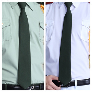 免打结中大学生绿色领带，保安物业商务，懒人领带百搭拉链款黑色领带