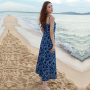 蕾丝刺绣镂空吊带海边度假连衣裙性感V领沙滩裙女夏季显瘦长裙