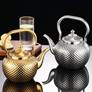 不锈钢烧水壶中日式家用餐厅饭店提柄锤纹茶壶电磁炉壶茶台适用