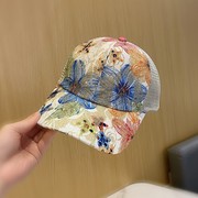 帽子女春夏季花朵网纱棒球帽，潮遮阳气质女士，遮阳帽透气凉帽鸭舌帽