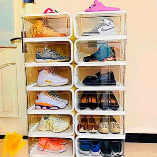 耐奔透明鞋盒家用塑料收纳省空间神器放鞋盒子高帮靴子鞋柜收纳盒