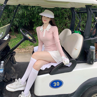韩版高尔夫运动服饰春秋，速干长袖上衣休闲修身女装，网球服短裙套装