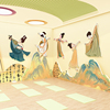 只此青绿中国舞蹈房墙面，装饰教室布置贴画，文化幼儿园环创材料主题