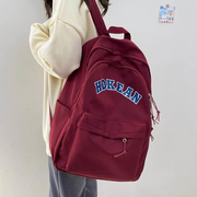 高中生背包女款简易入学书包，高中女生高颜值大容量，初中生双肩红色