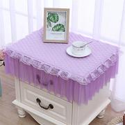 紫色床头柜方巾圆桌盖布蕾丝加厚茶几布艺电视柜多用盖巾简约餐桌