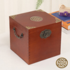 复古木盒带锁收纳盒实木质桌面收纳盒杂物小箱子整理正方形木箱子