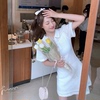 韩国东大门女装2022夏装，甜美可爱修身轻熟淑女连衣裙潮ze