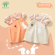 女童连衣裙2023夏季四五岁小童韩版女宝宝夏装儿童假两件婴儿裙子