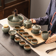 哥窑茶具套装家用高档中式开片可养陶瓷茶杯功夫盖碗泡茶壶礼盒装