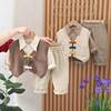 男宝宝春装套装2毛衣三件套0一3周岁男童，春秋韩版婴儿衣服潮1
