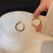 HUALU-韩式风 金属圈圈简约冷淡风镂空设计感耳圈耳环蚊香盘耳夹