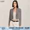 lily2024夏女装(夏女装，)设计感一粒扣都市，通勤宽松超短款休闲西装外套