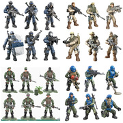 拼装士兵小人仔军事模型小颗粒积木特警力量关节可动兵人玩具军队