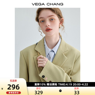 VEGA CHANG小西装外套女2024春秋装小个子英伦风宽松西服上衣