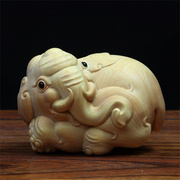 小叶黄杨木雕吉祥动物手工实木雕刻可爱大象文玩手把件装饰品摆件