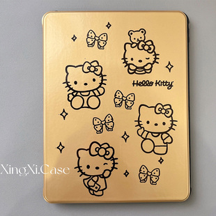 可爱金色hellokitty360度旋转ipad10保护套2022适用苹果ipad10.2寸mini6平板air45软壳pro女款9.7带笔槽