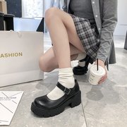 玛丽珍鞋女2024日系jk制服，小皮鞋圆头厚底，高跟英伦风复古单鞋