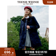 teenieweenie小熊奥莱春装学院，风翻领宽松中长款风衣外套女