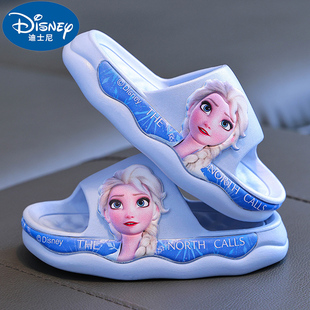 迪士尼夏季女童凉拖鞋艾莎公主防滑软底，室内洗澡中小童女孩凉拖鞋