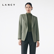 LANCY/朗姿2023秋冬女士羊毛羊绒西装外套中长款收腰通勤高级