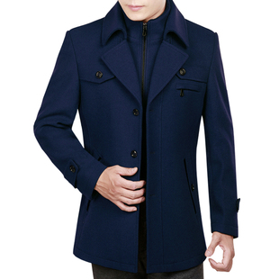 2023秋冬季中年男装羊毛呢大衣，男士呢子外套，中长款休闲上衣厚
