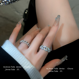 冷淡风微镶麻花链条戒指女小众设计轻奢时尚个性简约高级食指指环