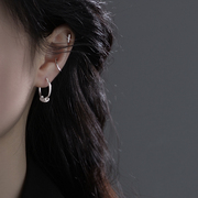 日韩S925纯银耳环耳圈INS风简约个性小圆环女耳扣圈圈圆圈大耳环