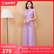 紫色高级感雪纺连体裤女夏2023年连衣长裤时尚，气质薄款连身裤