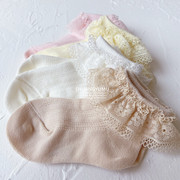 特女童花边袜子夏季公主袜白色，蕾丝边网眼，短袜纯棉婴儿薄款浅口袜