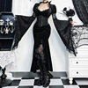 新中式礼服复古哥特小恶魔套装女姬袖蕾丝披肩罩衫黑色裙子两件套