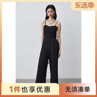 爱客2023夏季设计感时尚，连体裤女韩版小众高腰显瘦直筒裤