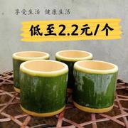 竹筒奶茶杯花盆蒸饭用的竹子餐具竹节筒楠竹冰淇淋竹桶饭咖啡带盖