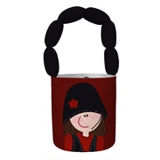 lyy帽子女孩卡通可爱红色充棉肩带水桶包手提袋定制儿童手绘插画