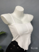 小众设计不规则锥形露腰平口背心拼接性感显身材吊带打底衫2021夏