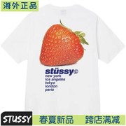 海外Stussy斯图西草莓印花潮牌宽松短袖男女情侣T恤薄款夏装