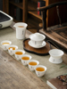 家用客厅办公室家用刻字定制羊脂玉功夫茶具套装白瓷茶具套装茶杯
