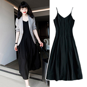 韩国黑色职业套装裙，连衣裙吊带裙小西装两件套春装女气质西装外套
