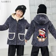四川省服儿童女童罩衣孩子冬季棉袄加绒加厚大童羽绒服三层加棉